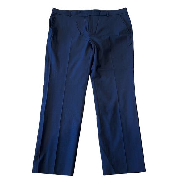 Banana Republic Wool Slim Straight Trouser Pant Deep Navy Size 14 Short - Picture 1 of 8